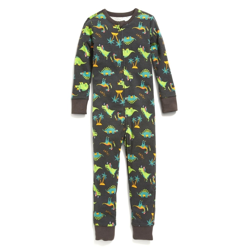 Old Navy Unisex Toddler 2-Way-Zip‎ Printed Pajamas 1-pc - Black - Dino - 2T